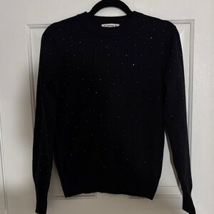 Nanette Lepore Black Crewneck Sweater with Crystal Studs Small
